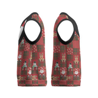 Christmas Patchwork Fake Tuxedo Christmas Knitted V-Neck Vest Santa and Reindeer Red Plaid Style - Wonder Print Shop
