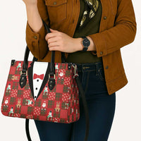 Christmas Patchwork Fake Tuxedo Leather Bag Santa and Reindeer Red Plaid Style - Wonder Print Shop