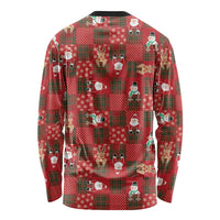 Christmas Patchwork Fake Tuxedo Long Sleeve Shirt Santa and Reindeer Red Plaid Style - Wonder Print Shop