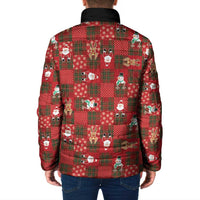Christmas Patchwork Fake Tuxedo Padded Jacket Santa and Reindeer Red Plaid Style - Wonder Print Shop