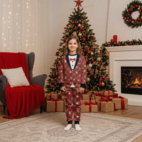 Christmas Patchwork Fake Tuxedo Christmas Pajama Set Santa and Reindeer Red Plaid Style - Wonder Print Shop