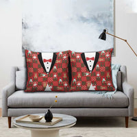Christmas Patchwork Fake Tuxedo Pillow Cover Santa and Reindeer Red Plaid Style - Wonder Print Shop
