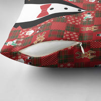 Christmas Patchwork Fake Tuxedo Pillow Cover Santa and Reindeer Red Plaid Style - Wonder Print Shop