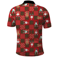 Christmas Patchwork Fake Tuxedo Polo Shirt Santa and Reindeer Red Plaid Style - Wonder Print Shop