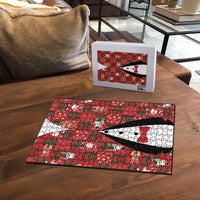 Christmas Patchwork Fake Tuxedo Puzzle Santa and Reindeer Red Plaid Style - Wonder Print Shop