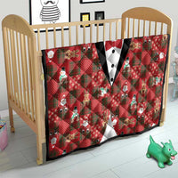 Christmas Patchwork Fake Tuxedo Quilt Santa and Reindeer Red Plaid Style - Wonder Print Shop
