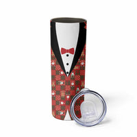 Christmas Patchwork Fake Tuxedo Skinny Tumbler Santa and Reindeer Red Plaid Style - Wonder Print Shop
