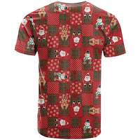 Christmas Patchwork Fake Tuxedo T Shirt Santa and Reindeer Red Plaid Style - Wonder Print Shop