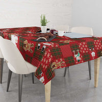 Christmas Patchwork Fake Tuxedo Tablecloth Santa and Reindeer Red Plaid Style - Wonder Print Shop