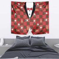 Christmas Patchwork Fake Tuxedo Tapestry Santa and Reindeer Red Plaid Style - Wonder Print Shop