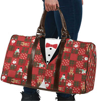Christmas Patchwork Fake Tuxedo Travel Bag Santa and Reindeer Red Plaid Style - Wonder Print Shop