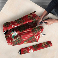 Christmas Patchwork Fake Tuxedo Umbrella Santa and Reindeer Red Plaid Style - Wonder Print Shop