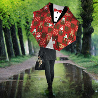 Christmas Patchwork Fake Tuxedo Umbrella Santa and Reindeer Red Plaid Style - Wonder Print Shop