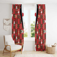 Christmas Patchwork Fake Tuxedo Window Curtain Santa and Reindeer Red Plaid Style - Wonder Print Shop