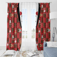 Christmas Patchwork Fake Tuxedo Window Curtain Santa and Reindeer Red Plaid Style - Wonder Print Shop
