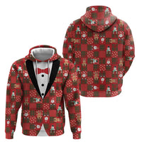 Christmas Patchwork Fake Tuxedo Zip Hoodie Santa and Reindeer Red Plaid Style - Wonder Print Shop