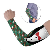 Christmas Patchwork Fake Tuxedo Arm Sleeves Santa and Reindeer Green Plaid Style - Wonder Print Shop