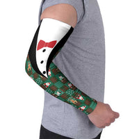 Christmas Patchwork Fake Tuxedo Arm Sleeves Santa and Reindeer Green Plaid Style - Wonder Print Shop