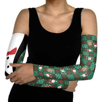Christmas Patchwork Fake Tuxedo Arm Sleeves Santa and Reindeer Green Plaid Style - Wonder Print Shop