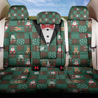 Christmas Patchwork Fake Tuxedo Back Car Seat Cover Santa and Reindeer Green Plaid Style - Wonder Print Shop