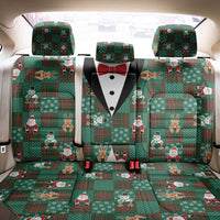 Christmas Patchwork Fake Tuxedo Back Car Seat Cover Santa and Reindeer Green Plaid Style - Wonder Print Shop