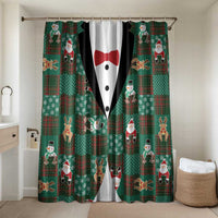 Christmas Patchwork Fake Tuxedo Bathroom Set Santa and Reindeer Green Plaid Style - Wonder Print Shop