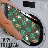 Christmas Patchwork Fake Tuxedo Bathroom Set Santa and Reindeer Green Plaid Style - Wonder Print Shop
