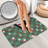 Christmas Patchwork Fake Tuxedo Bathroom Set Santa and Reindeer Green Plaid Style - Wonder Print Shop