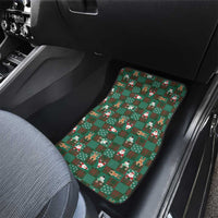 Christmas Patchwork Fake Tuxedo Car Mats Santa and Reindeer Green Plaid Style - Wonder Print Shop