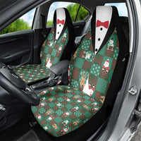 Christmas Patchwork Fake Tuxedo Car Seat Cover Santa and Reindeer Green Plaid Style - Wonder Print Shop