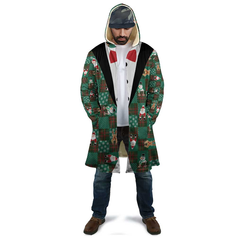 Christmas Patchwork Fake Tuxedo Cloak Santa and Reindeer Green Plaid Style - Wonder Print Shop