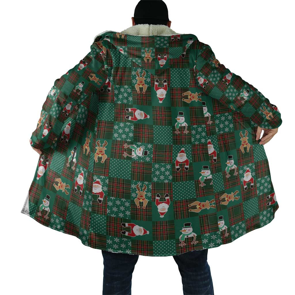 Christmas Patchwork Fake Tuxedo Cloak Santa and Reindeer Green Plaid Style - Wonder Print Shop