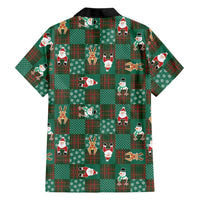 Christmas Patchwork Fake Tuxedo Family Matching Mermaid Dress and Hawaiian Shirt Santa and Reindeer Green Plaid Style - Wonder Print Shop