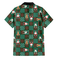 Christmas Patchwork Fake Tuxedo Family Matching Tank Maxi Dress and Hawaiian Shirt Santa and Reindeer Green Plaid Style - Wonder Print Shop