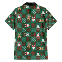 Christmas Patchwork Fake Tuxedo Hawaiian Shirt Santa and Reindeer Green Plaid Style - Wonder Print Shop