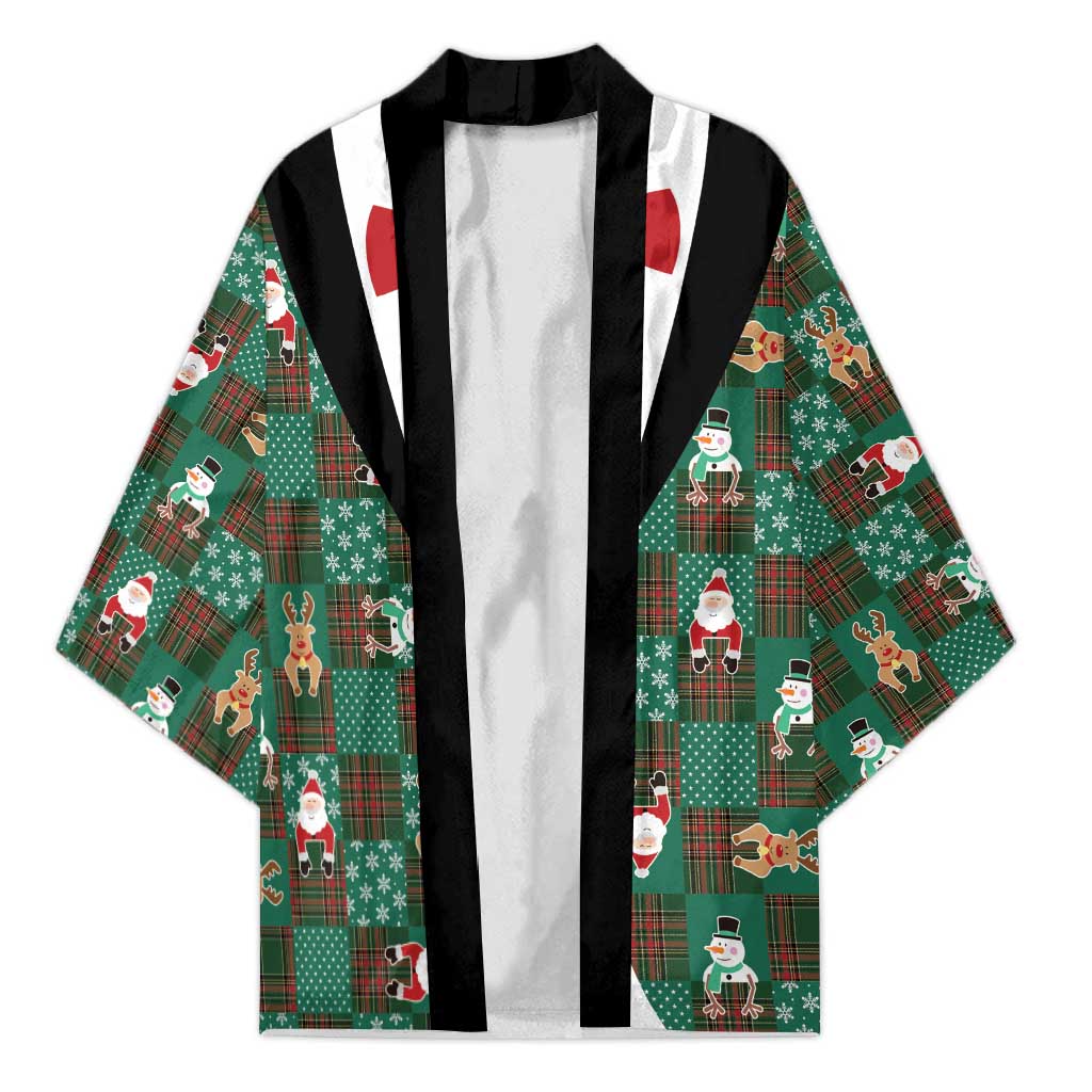 Christmas Patchwork Fake Tuxedo Kimono Santa and Reindeer Green Plaid Style - Wonder Print Shop