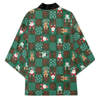 Christmas Patchwork Fake Tuxedo Kimono Santa and Reindeer Green Plaid Style - Wonder Print Shop