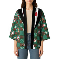 Christmas Patchwork Fake Tuxedo Kimono Santa and Reindeer Green Plaid Style - Wonder Print Shop
