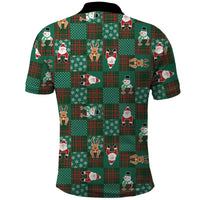 Christmas Patchwork Fake Tuxedo Polo Shirt Santa and Reindeer Green Plaid Style - Wonder Print Shop