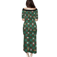 Christmas Patchwork Fake Tuxedo Puletasi Santa and Reindeer Green Plaid Style - Wonder Print Shop