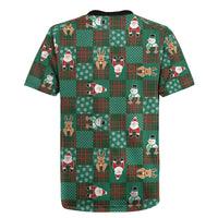 Christmas Patchwork Fake Tuxedo Rugby Jersey Santa and Reindeer Green Plaid Style - Wonder Print Shop