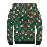 Christmas Patchwork Fake Tuxedo Sherpa Hoodie Santa and Reindeer Green Plaid Style - Wonder Print Shop