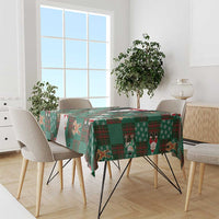 Christmas Patchwork Fake Tuxedo Tablecloth Santa and Reindeer Green Plaid Style - Wonder Print Shop