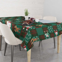Christmas Patchwork Fake Tuxedo Tablecloth Santa and Reindeer Green Plaid Style - Wonder Print Shop