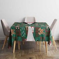 Christmas Patchwork Fake Tuxedo Tablecloth Santa and Reindeer Green Plaid Style - Wonder Print Shop