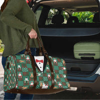 Christmas Patchwork Fake Tuxedo Travel Bag Santa and Reindeer Green Plaid Style - Wonder Print Shop