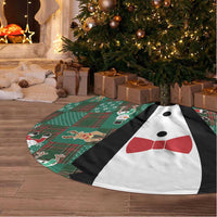 Christmas Patchwork Fake Tuxedo Tree Skirt Santa and Reindeer Green Plaid Style - Wonder Print Shop