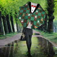 Christmas Patchwork Fake Tuxedo Umbrella Santa and Reindeer Green Plaid Style - Wonder Print Shop
