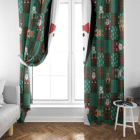 Christmas Patchwork Fake Tuxedo Window Curtain Santa and Reindeer Green Plaid Style - Wonder Print Shop
