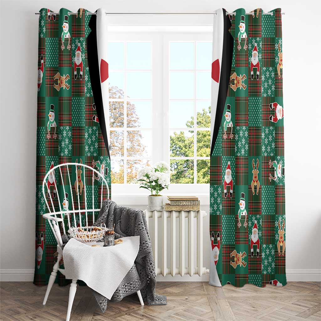 Christmas Patchwork Fake Tuxedo Window Curtain Santa and Reindeer Green Plaid Style - Wonder Print Shop